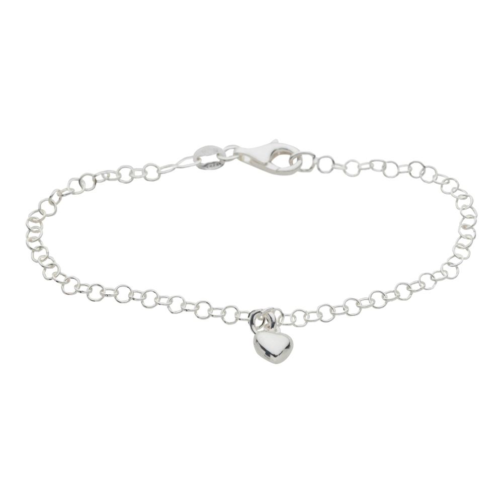 Rhod. silver bracelet w/1 heart 