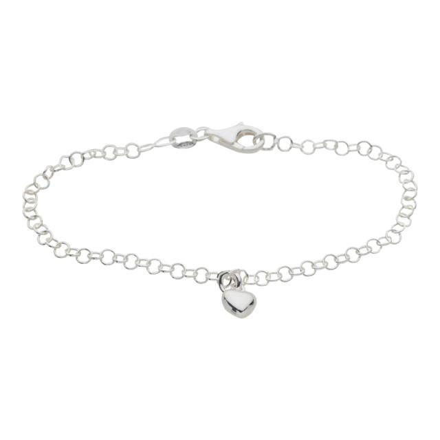Rhod. silver bracelet w/1 heart 