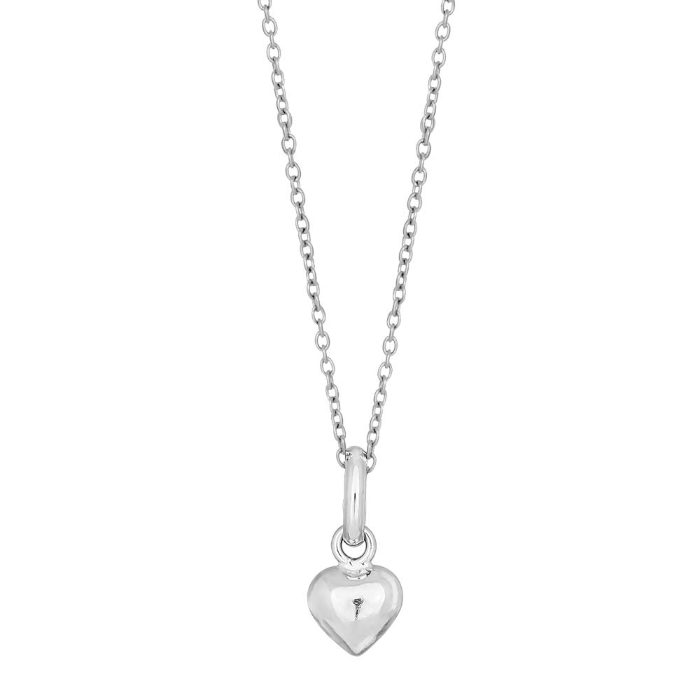 Rhod. silver necklace w/heart 