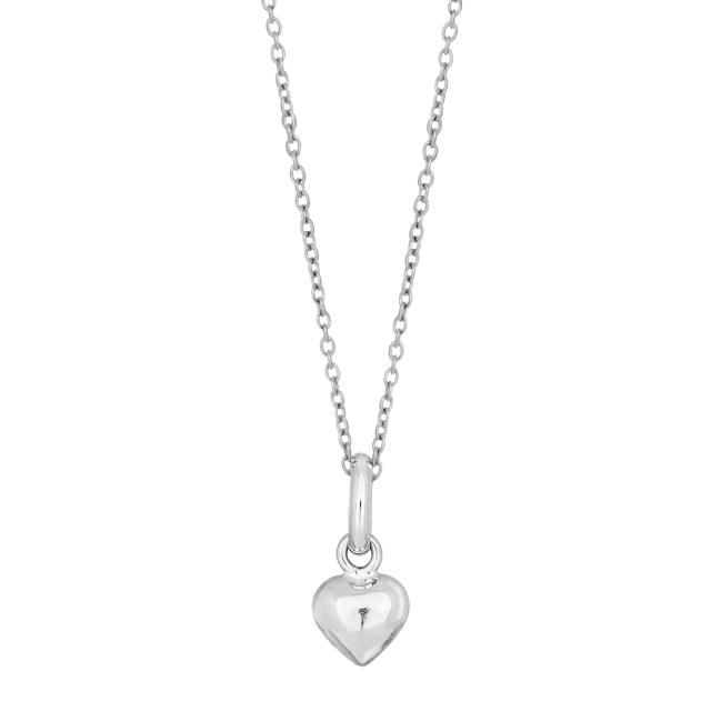 Rhod. silver necklace w/heart 