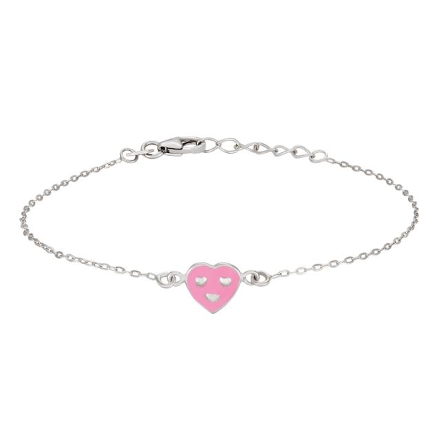 Rhod. silver bracelet heart with enamel 8mm 