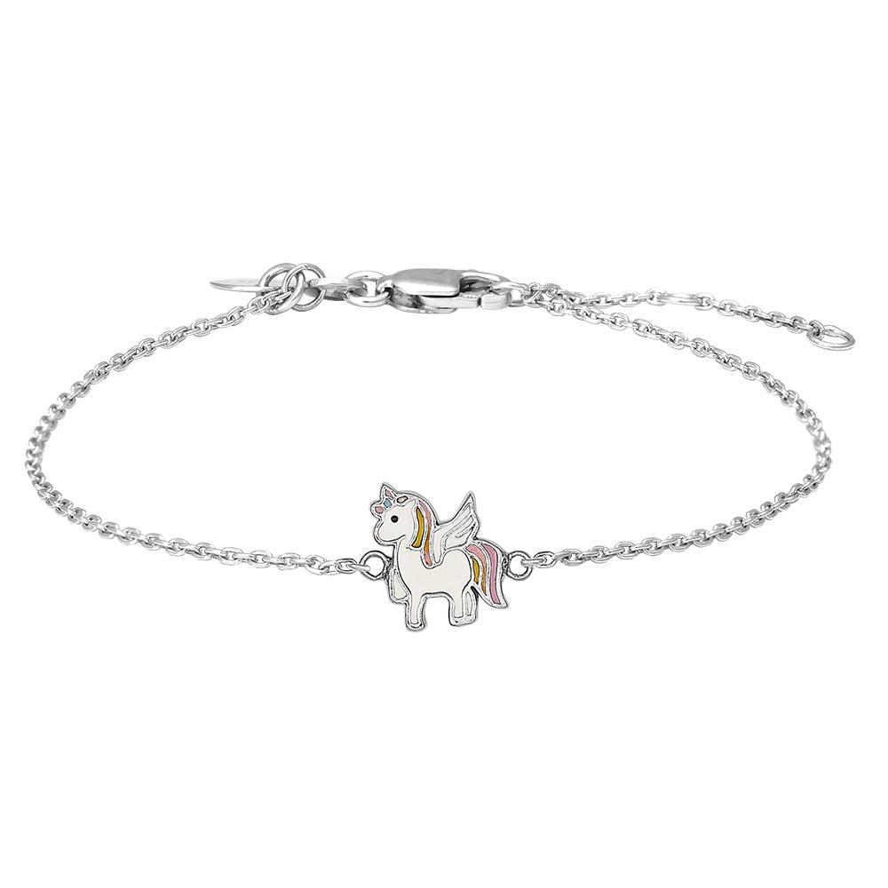 Rhod. silver bracelet unicorn 