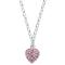 Rhod. silver necklace heart w/pink cz 