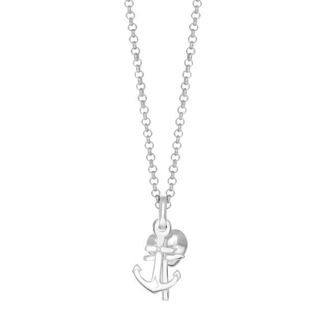 Rhod. silver necklace faith, hope, love 