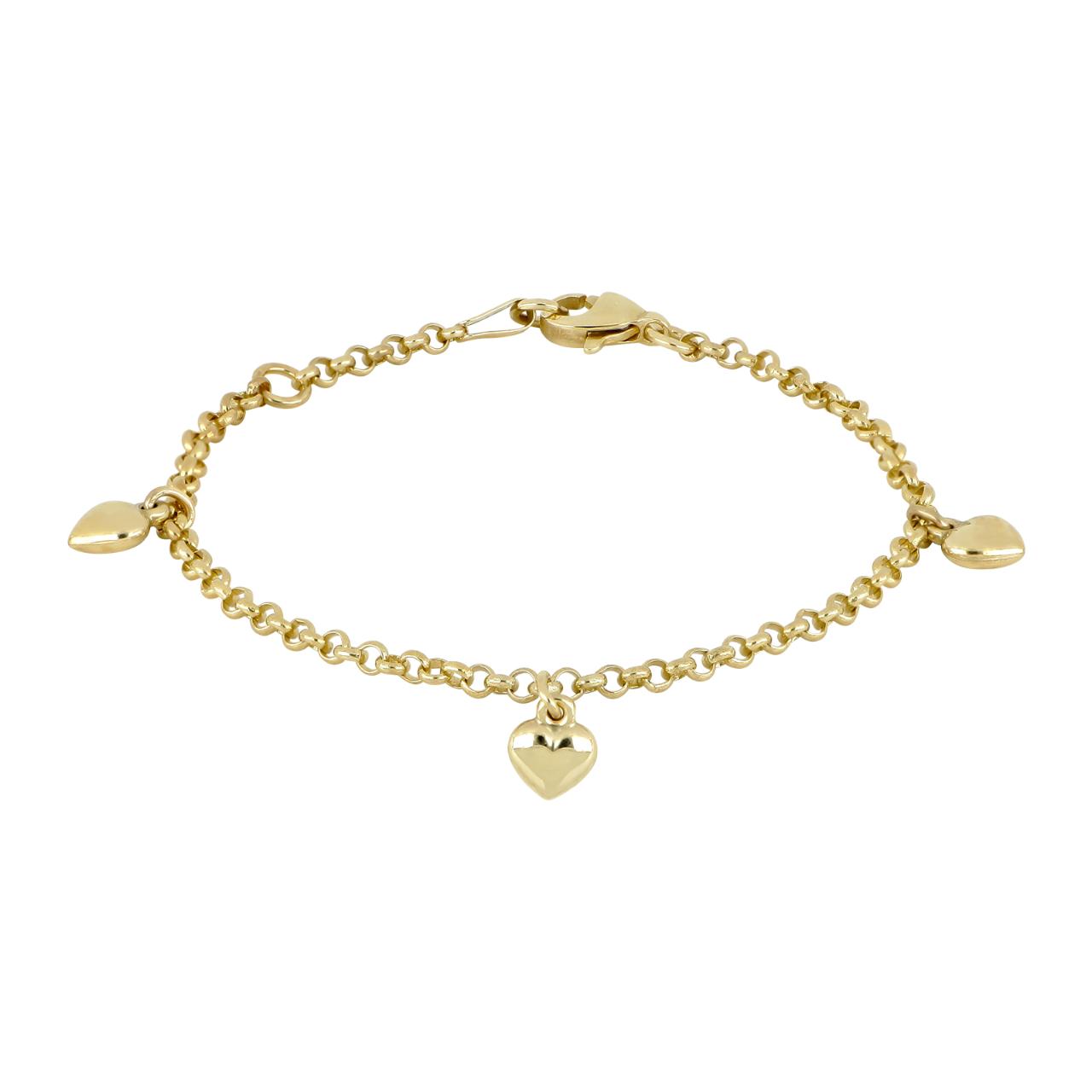 8ct. bracelet w/3 hearts 