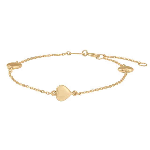 8ct. gold bracelet w/3 hearts 