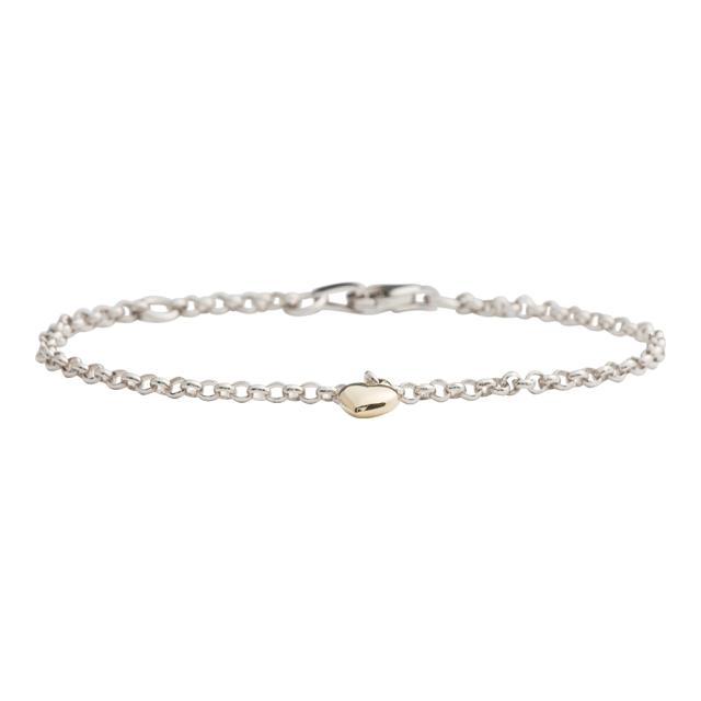 Rhod. silver children bracelet w/8ct. gold heart 