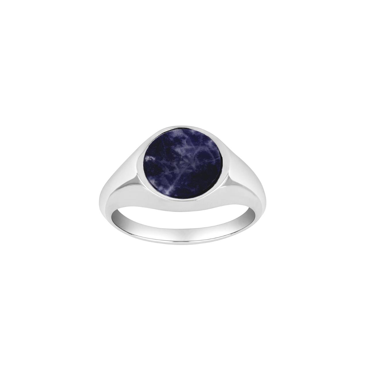 SON Rhod. silver ring with sodalite Sz.56 