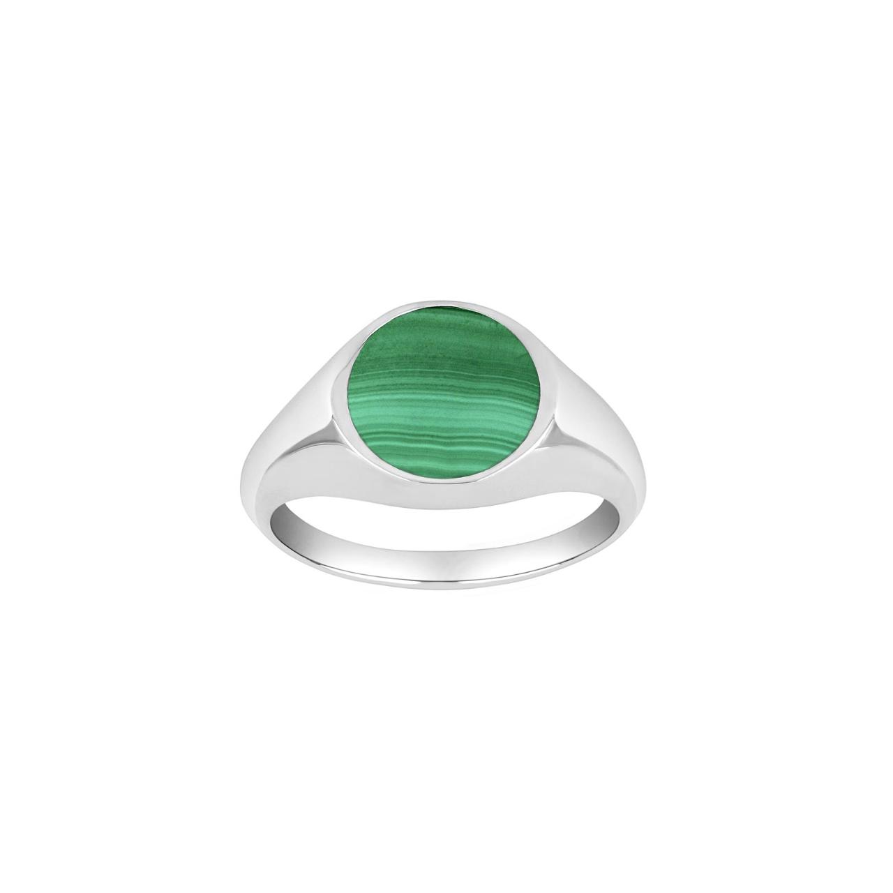 SON Rhod. silver ring with malakit Sz.56 Sølv:Sølv