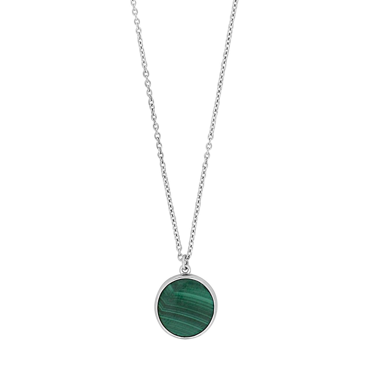SON rhod. silver necklace with malachite