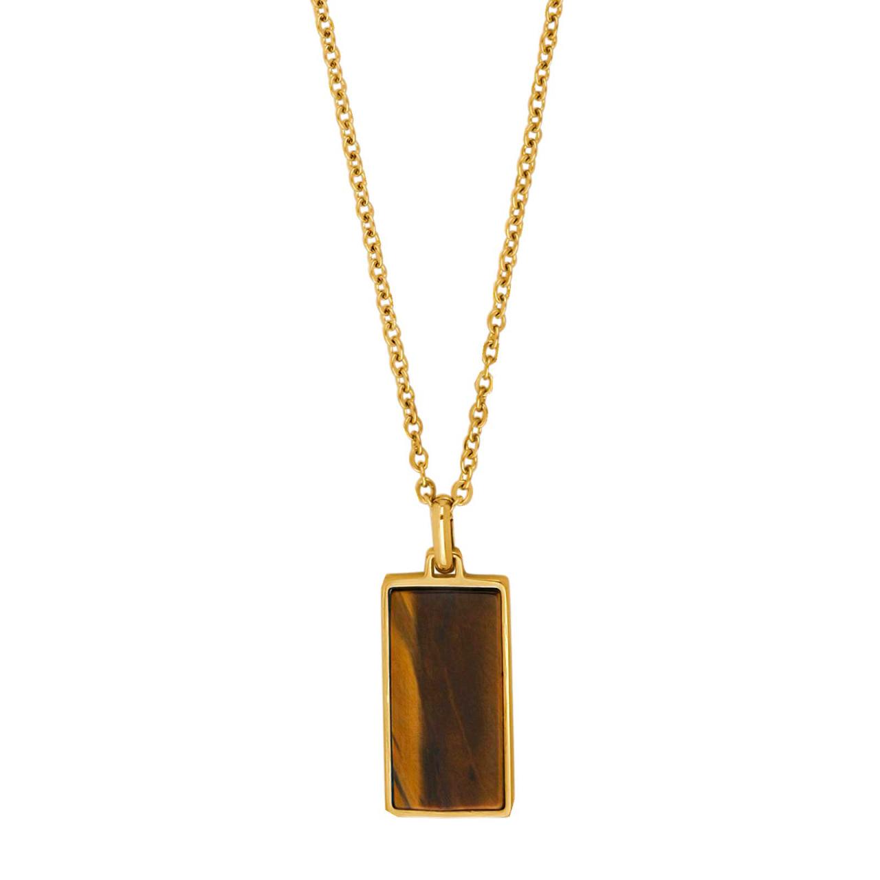 SON chain steel IP gold with yellow tiger eye