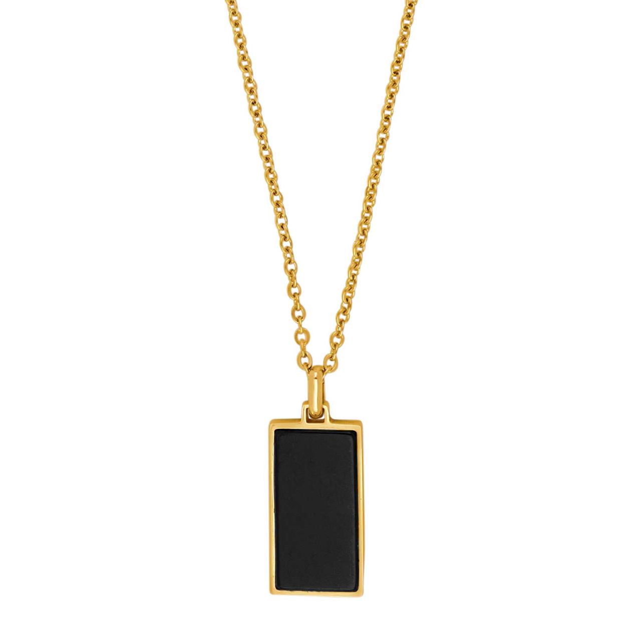 SON chain steel IP gold with black agate 