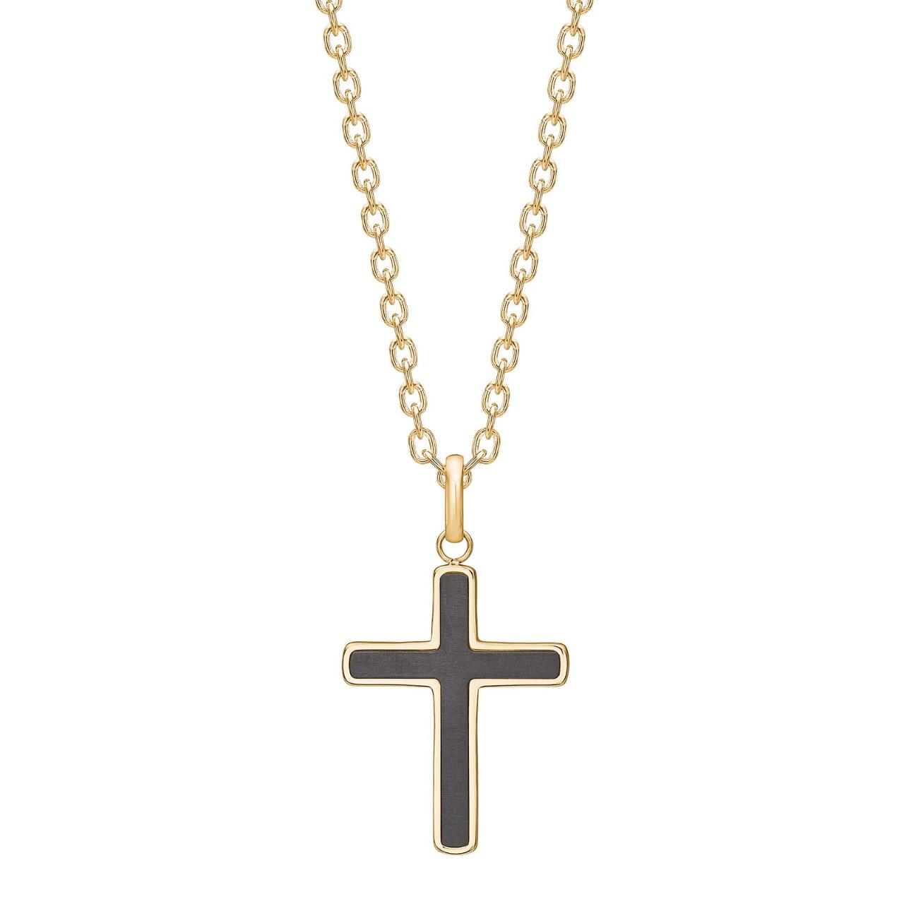 SON chain steel IP gold cross with carbon