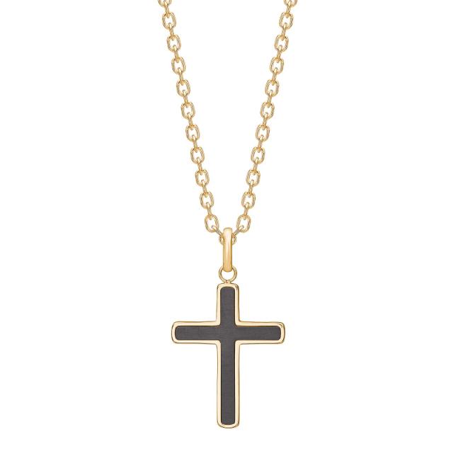 SON chain steel IP gold cross with carbon