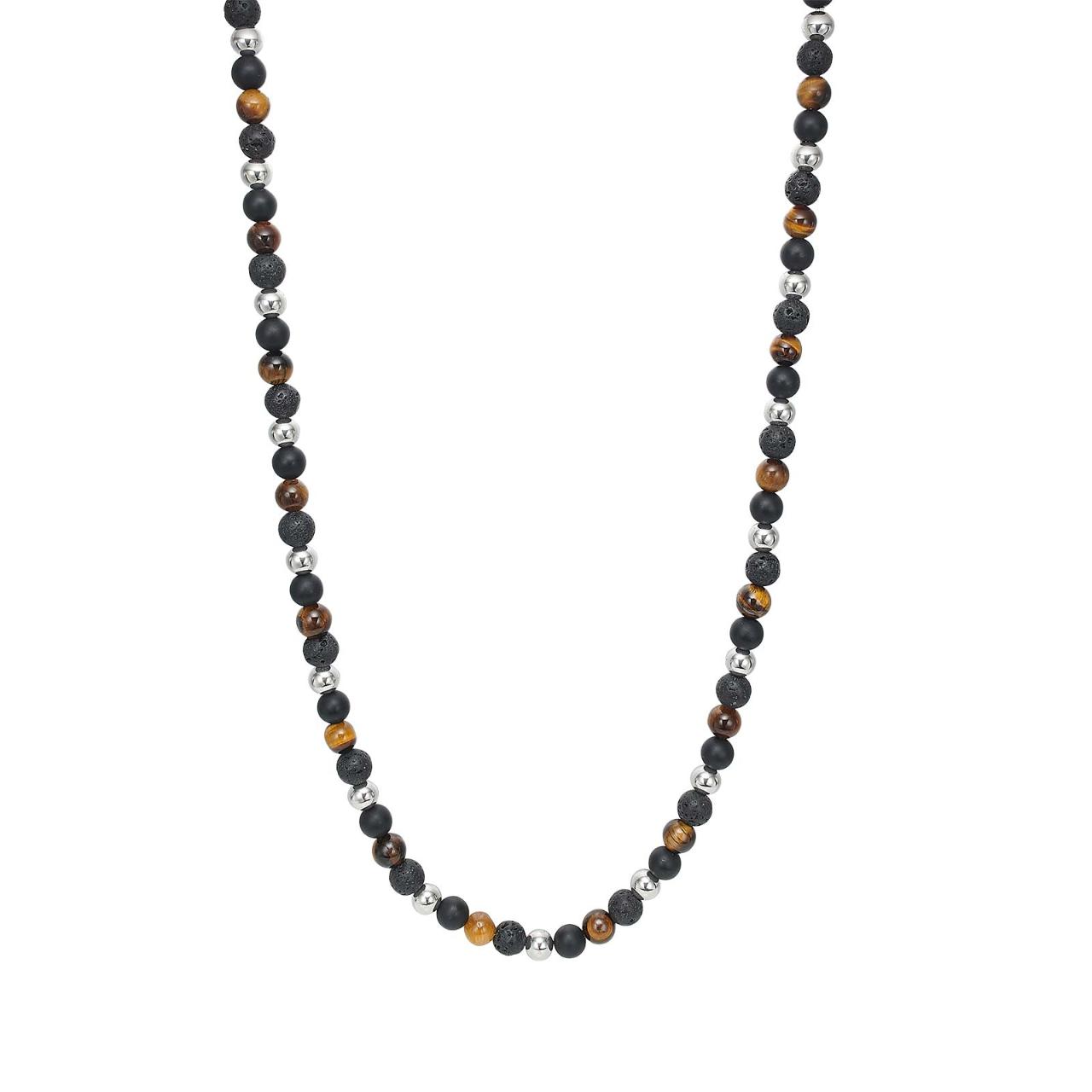 SON chain steel with tiger eye/black agate