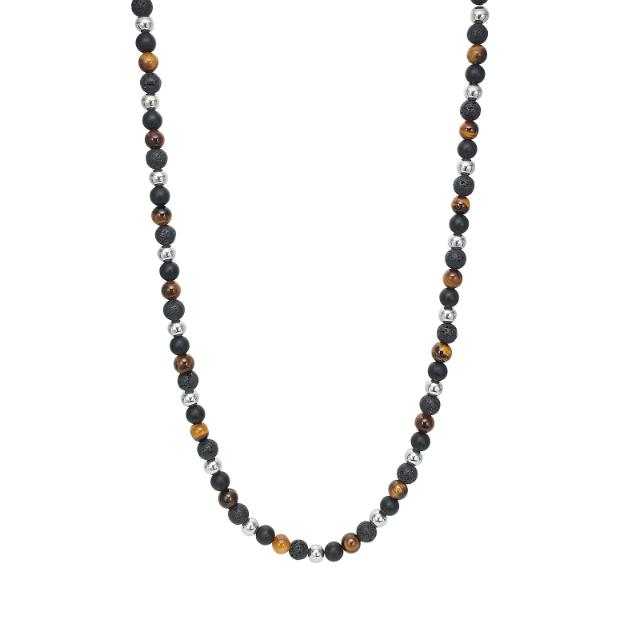 SON chain steel with tiger eye/black agate