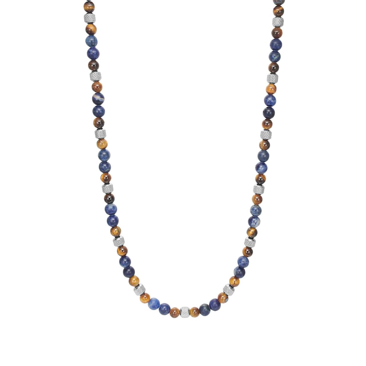 SON chain steel with sodalite/tiger eye