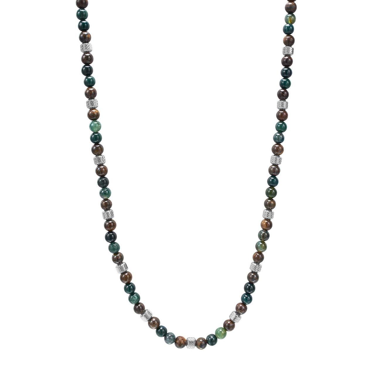 SON chain steel w. moss agate/ilmenite bronzitite