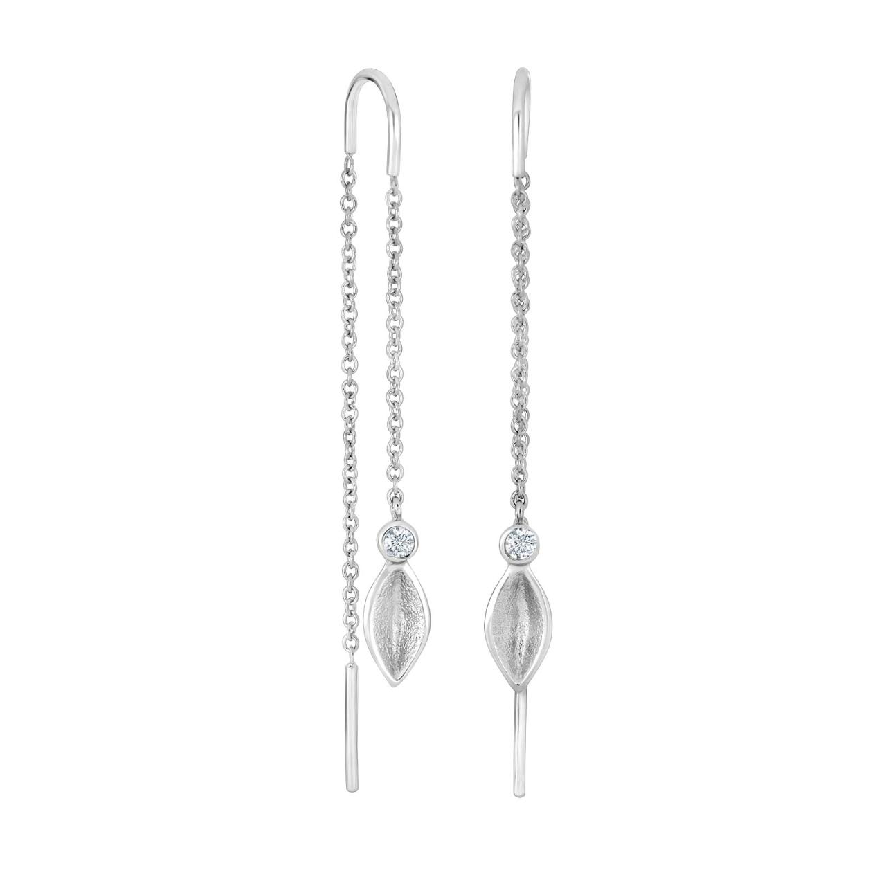 Rhod. silver earrings w/cz 