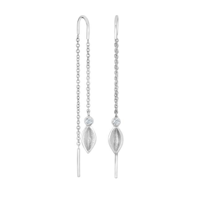 Rhod. silver earrings w/cz 