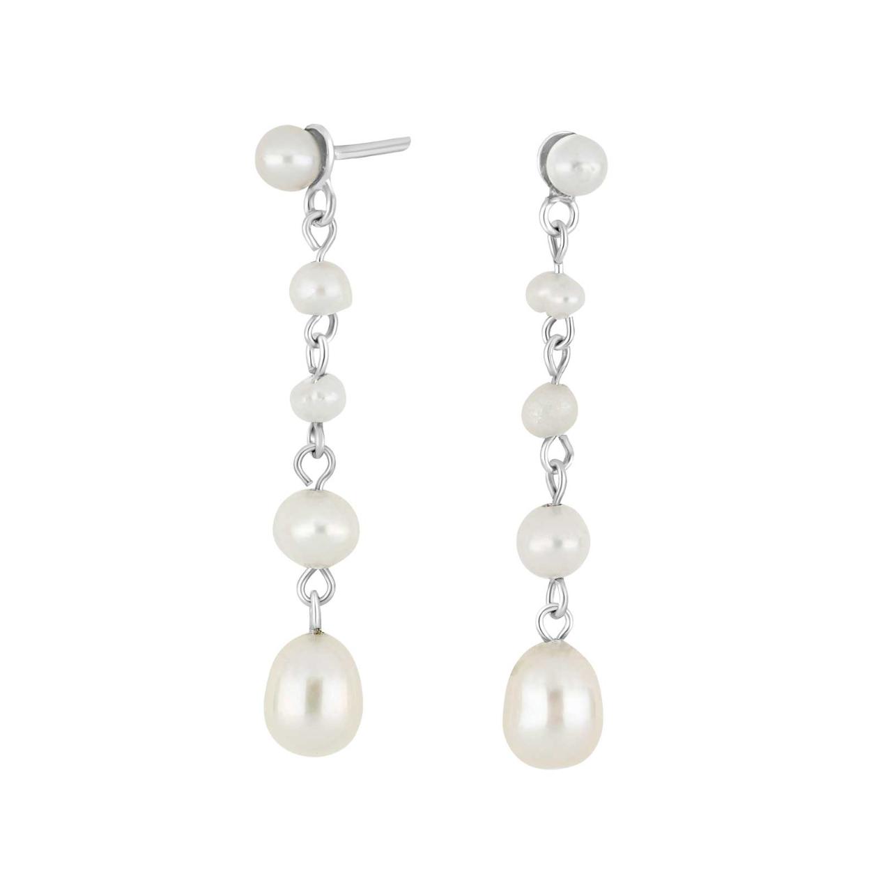 Rhd. silver earring PEARL52 