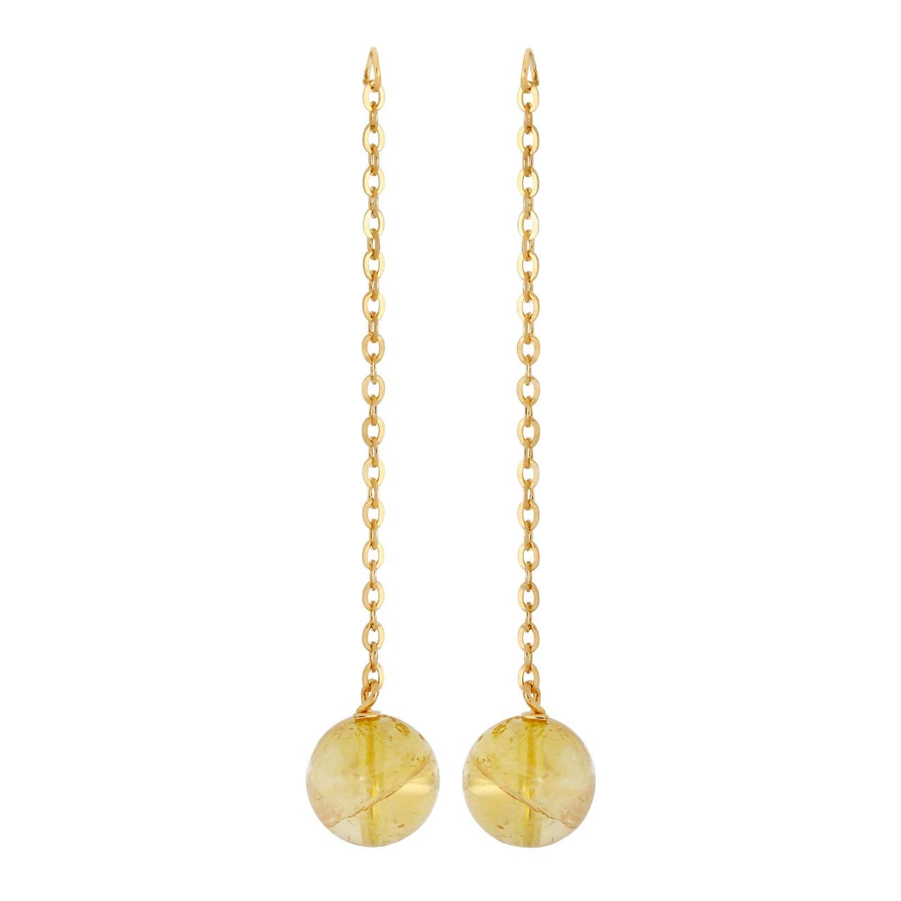 Silver goldplated ear chain Citrine 1pcs 