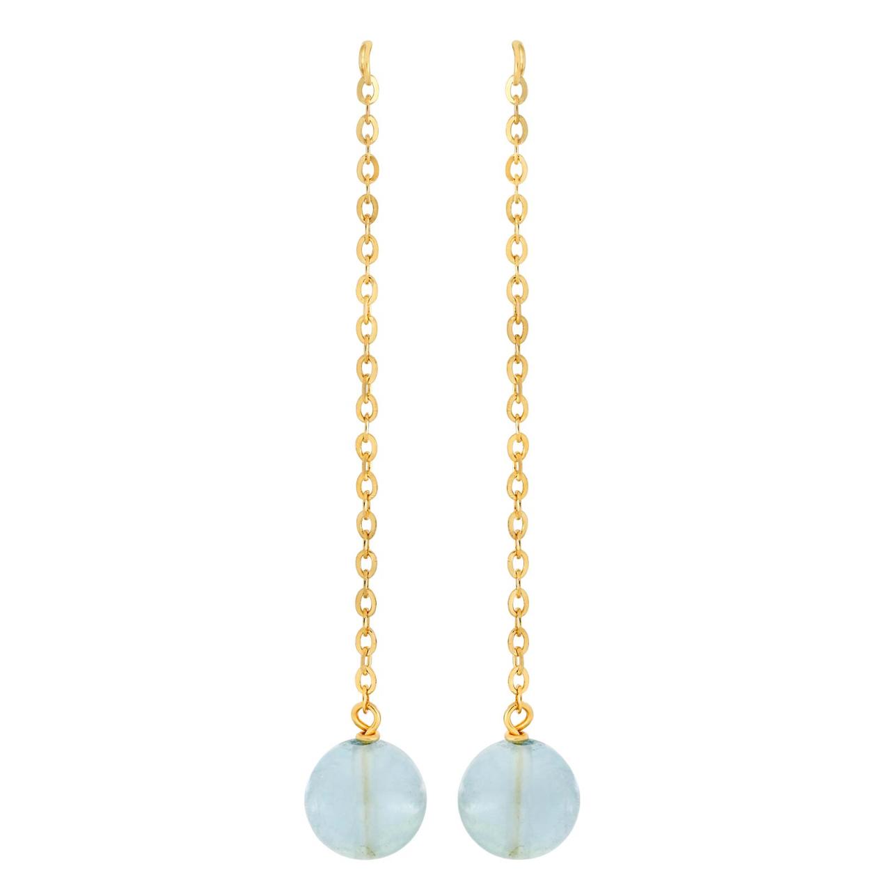Silver goldplated ear chain Fluorite 1pcs 