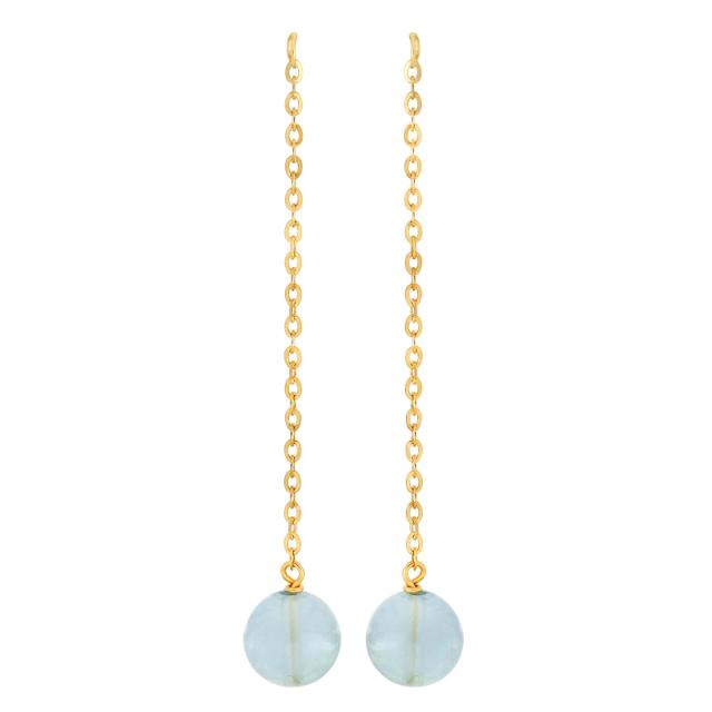 Silver goldplated ear chain Fluorite 1pcs 
