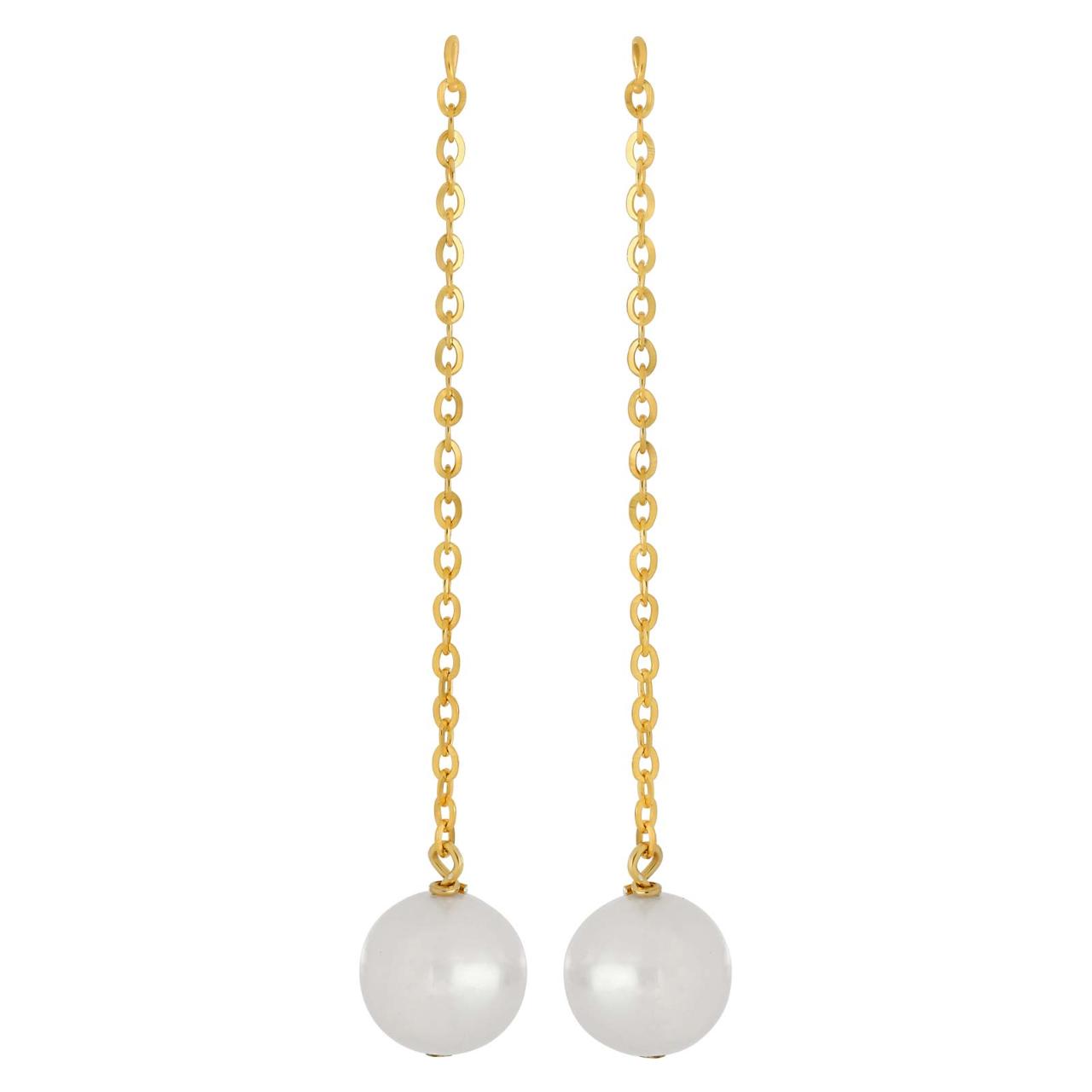 Silver gp. ear chain white freshw.pearl 
