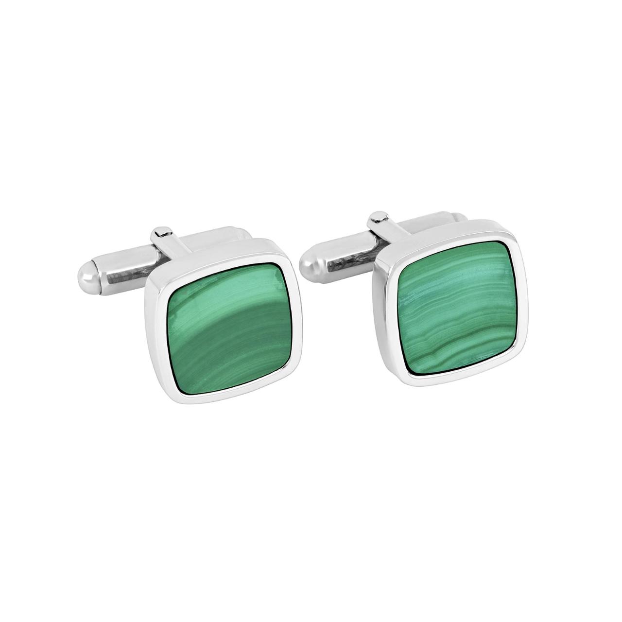 Rhd. silver cufflinks with malakit 