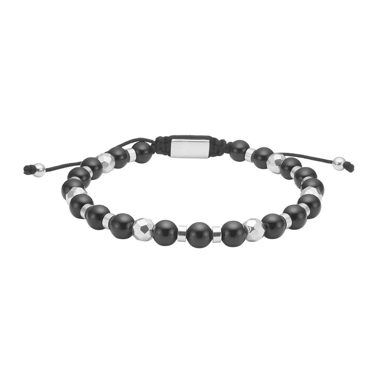 SON bracelet black agate w.steel