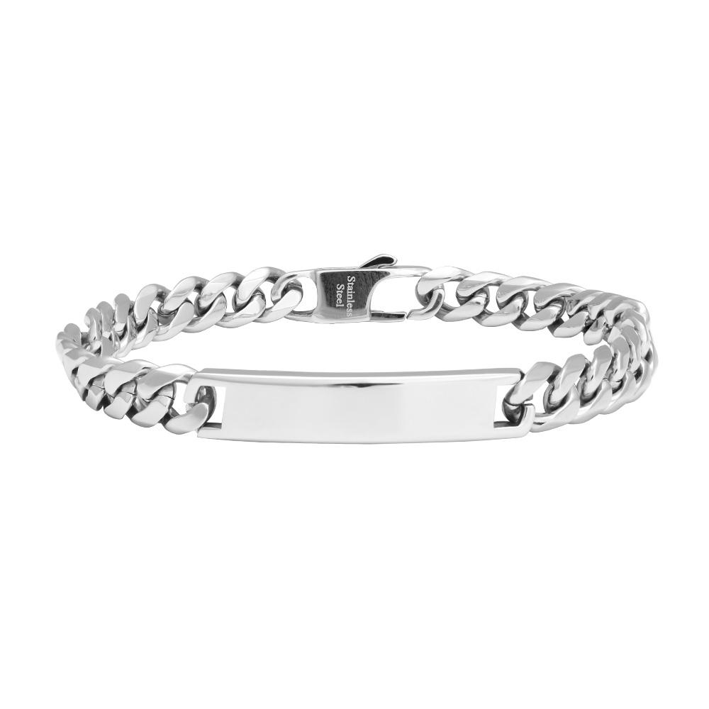 SON bracelet STEEL panzer w. plate shiny 23cm 23