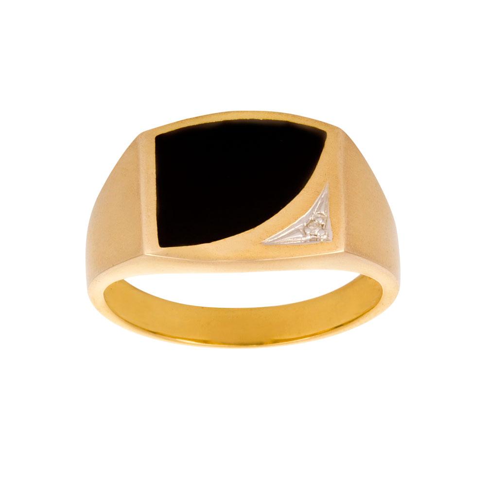 8ct. gold ring for men w/onyx and dia. 0.01ct W/SI 