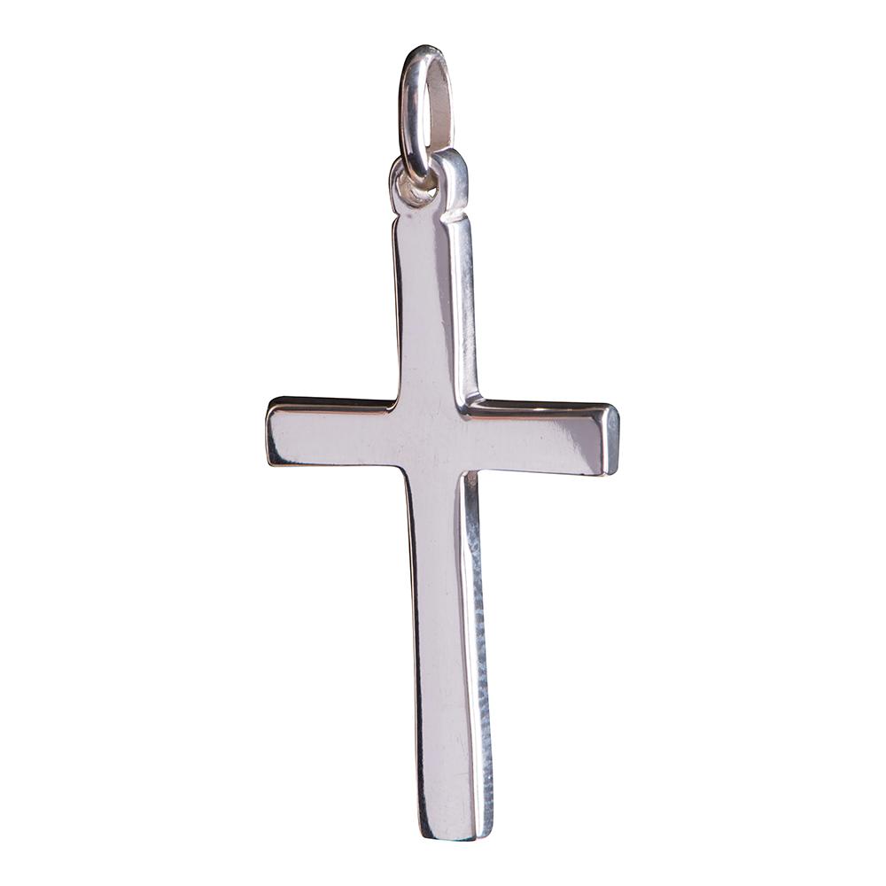 Rhod. silver pendant cross 30mm 