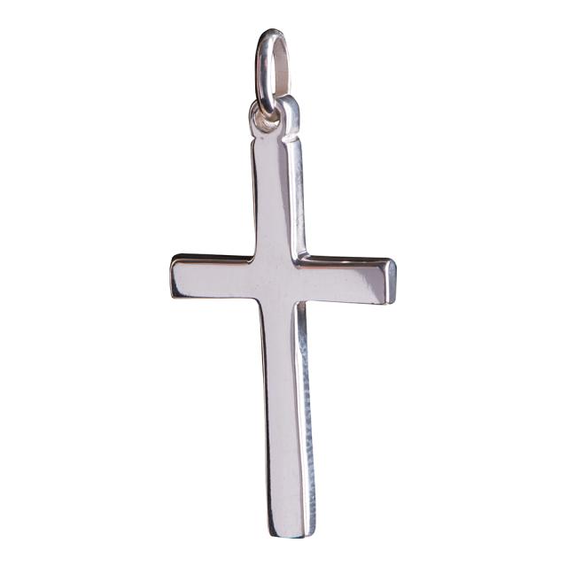 Rhod. silver pendant cross 30mm 