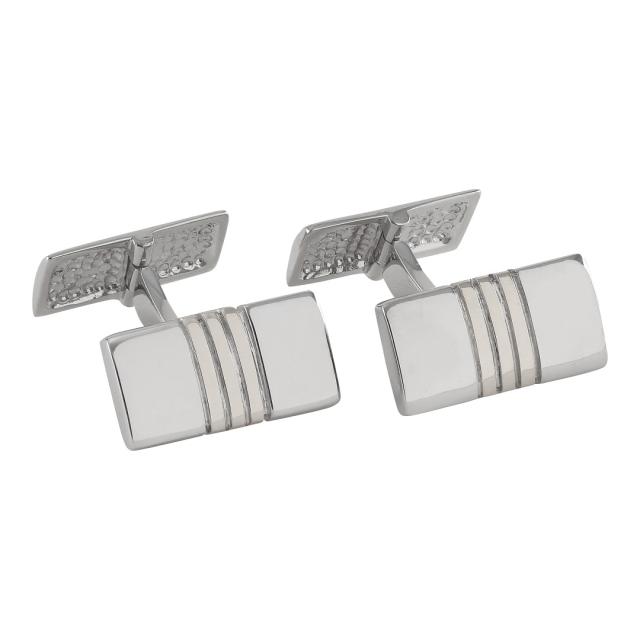 Rhod. silver cuff links 