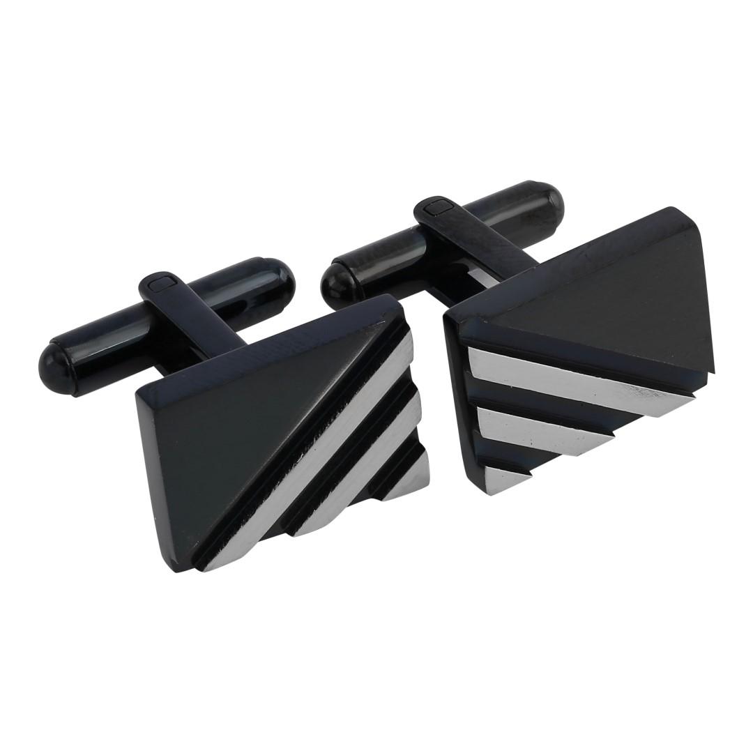 Stainless steel cluff links black/white 