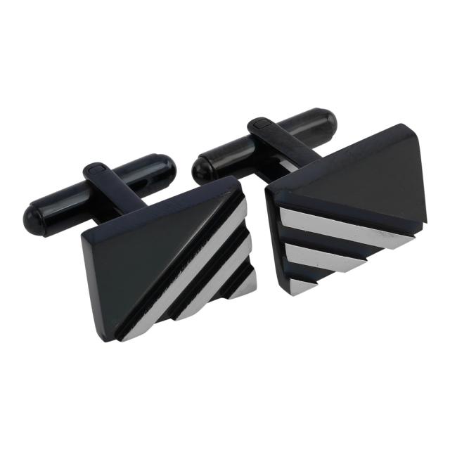Stainless steel cluff links black/white 