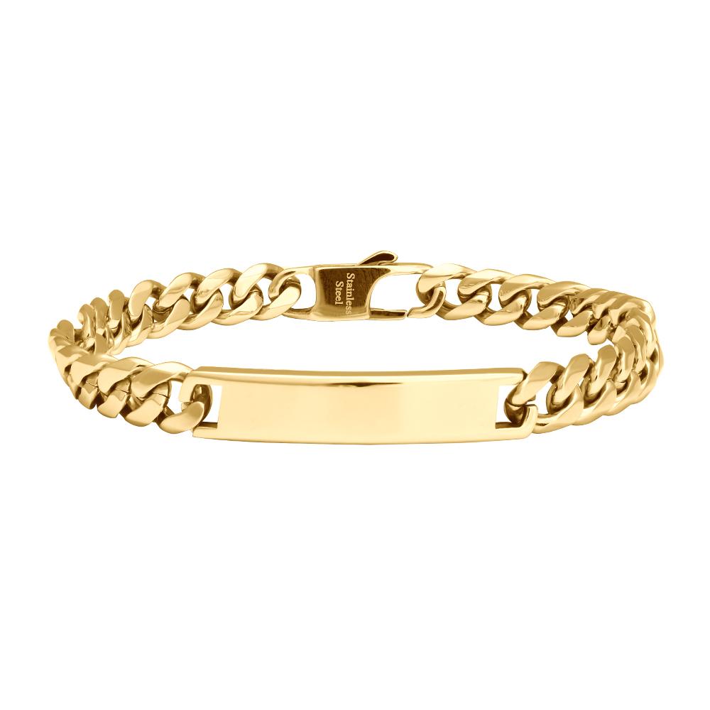 SON bracelet STEEL panzer w. plate shiny 23cm 23